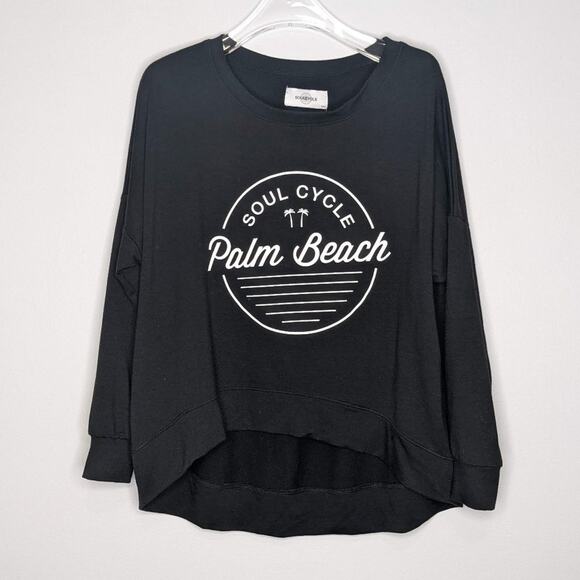 soulcycle Tops - Soulcycle Black Long Sleeve Sweatshirt Palm Beach Graphic Print Oversized Small
